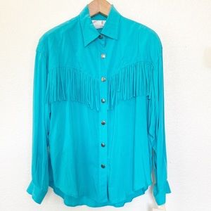 Vintage fringe button down long sleeve new shirt